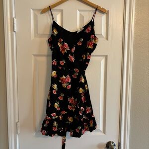 NWT Floral Black Wrap Mini Dress